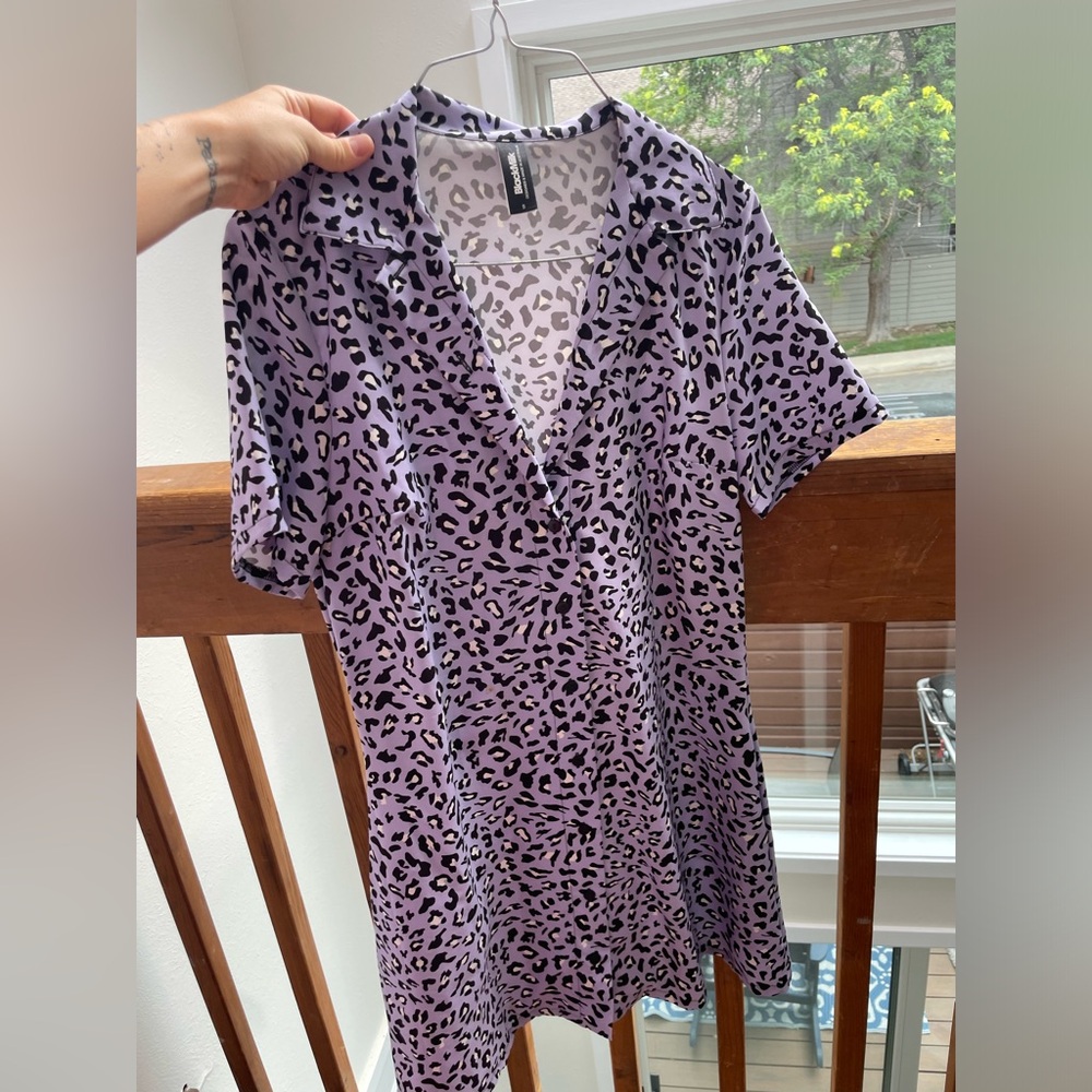 Blackmilk (S) purple cat print dress